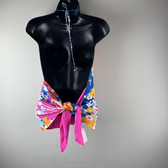Julie Brown NYC Halter Top OS Colorful Sleeveless Lined Sexy Tie Back NWT - Picture 5 of 7
